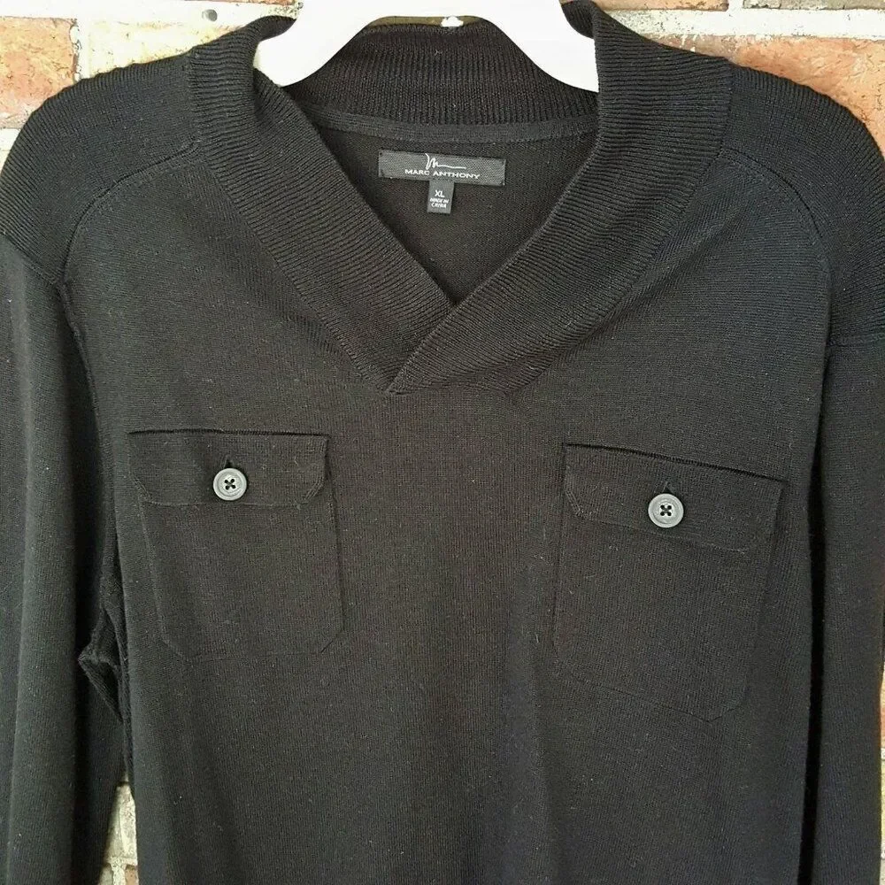 Marc Anthony Mens Sweater XL Black Pullover New
